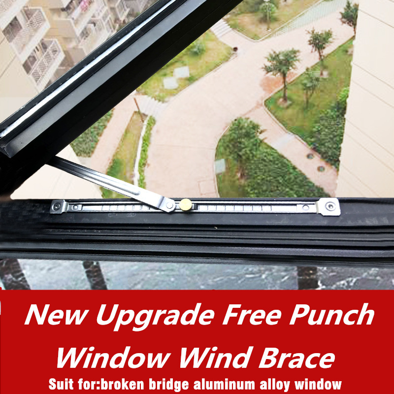Upgrade Punch-Free Children Safety Lock Windows Restrictor Windproof Brace Stopper Security Sash Locks Window Support Opener