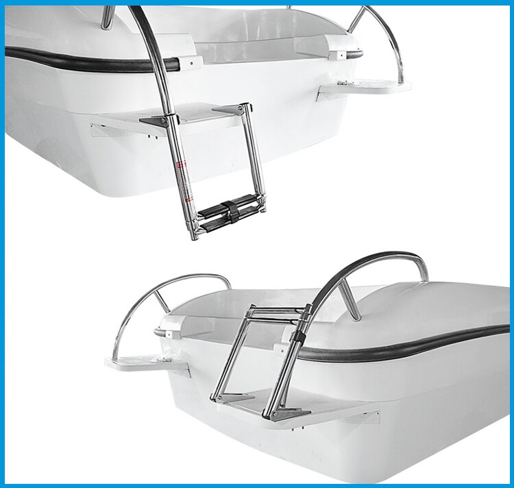 2 Steps Boat Stainless Steel 304 Telescoping Folding Ladder Deck Outboard Swim Platform Boat Marine Yacht Accessories
