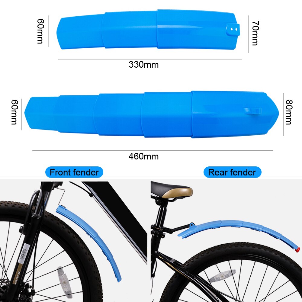 Foldable Bicycle Fender Kit With Taillight Telescopic MTB Road Bike Mudguard Cycling Bicycl Front Rear Fender Mud Water Guard