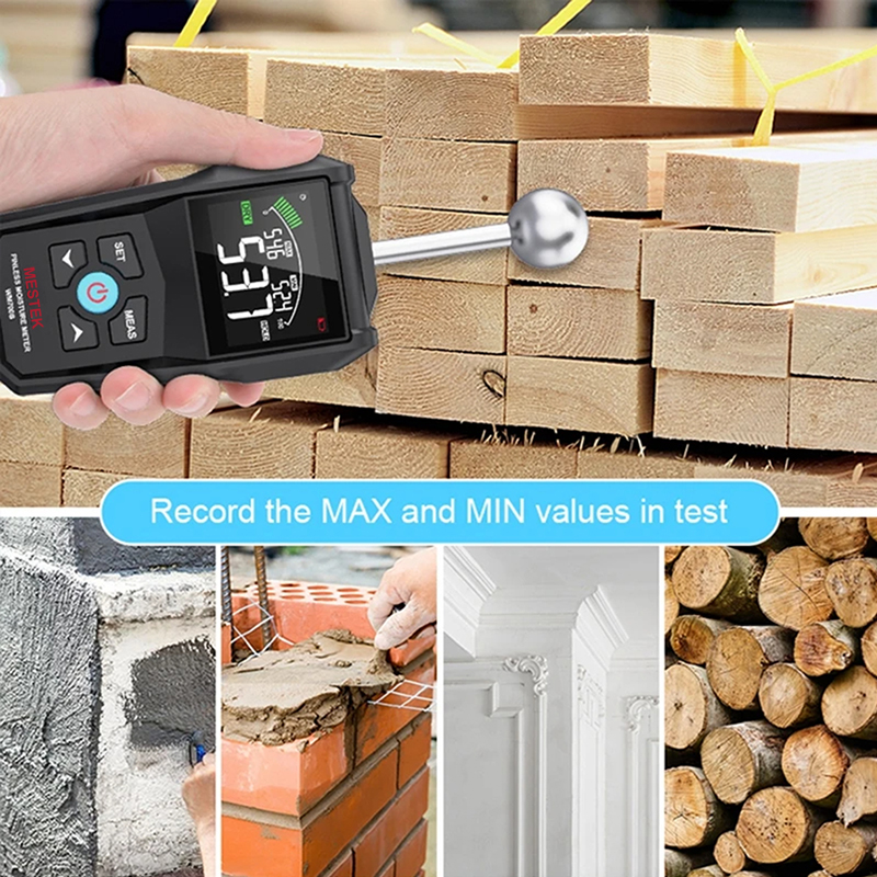 Digital Wood Moisture Meter Hygrometer Non-contact Timber Damp Detector Alarm Non-destructive Humidity Tester Moisture Detector