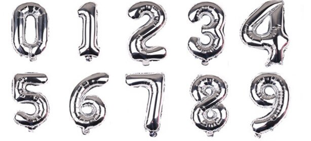 10Pcs 16 Inch Aantal Ballonnen Folie Brief Ballons Verjaardagsfeestje Nummer Bruiloft Decoratie Kinderen Speelgoed Jaar Kerst Ballon: 10pcs1