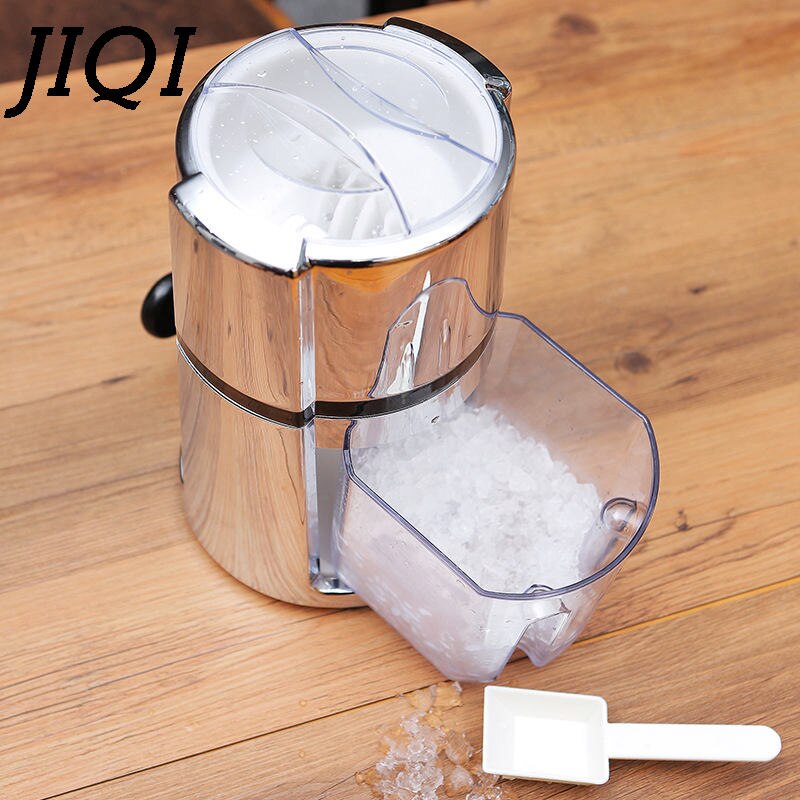 JIQI Stainless Steel Manual Ice Crusher Mini Ice shaver Chopper Manual Snow Cone Smoothie Maker Ice Block Breaking slush Machine