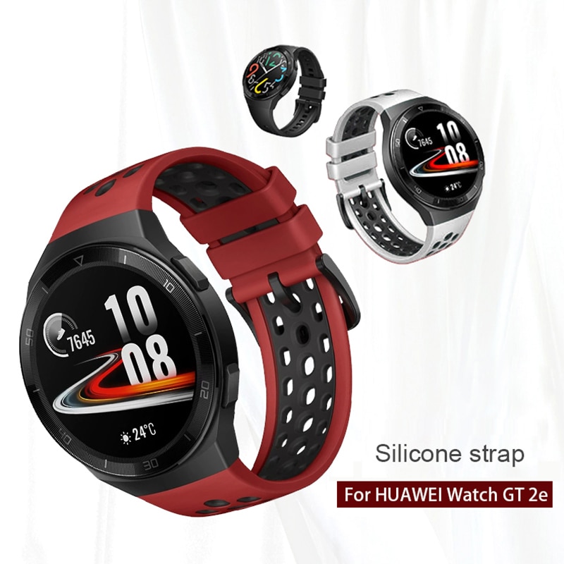 För huawei klocka  gt 2e remmar silikon ersättningsband topp klockarmband armband huawei  gt2e dubbelfärgad rem
