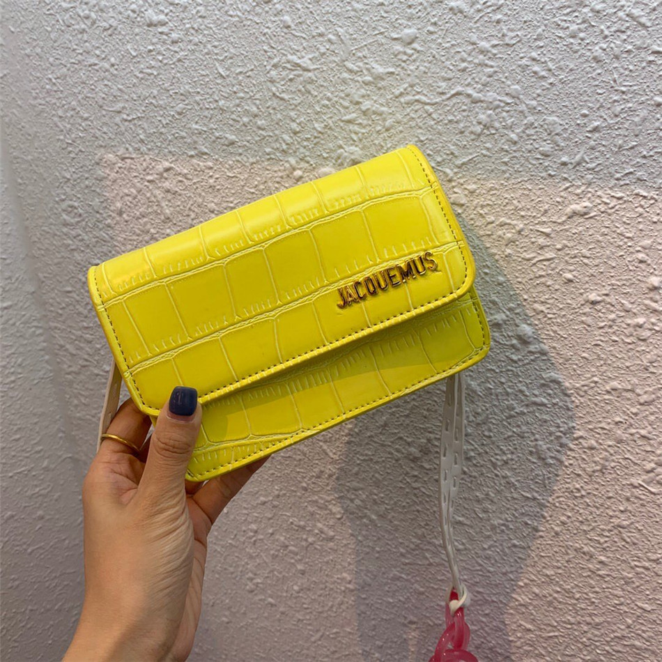 Famous Brand PU Alligator Messenger Bags for Women, 2 Sizes: Yellow / Small-13cm