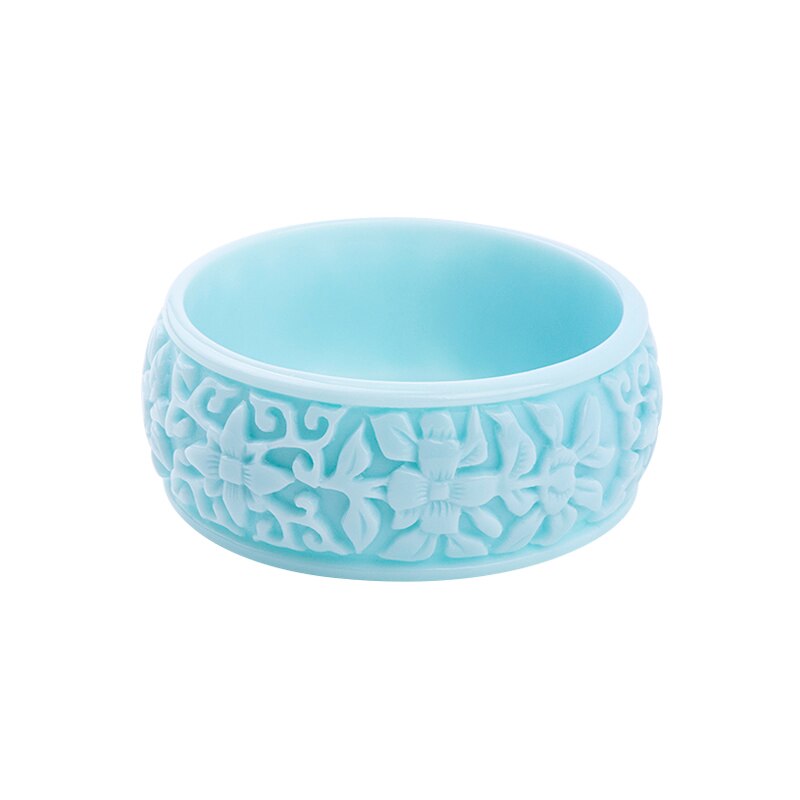 GuanLong-brazalete de resina acrílica para mujer, brazalete ancho con flor tallada, a la , para niñas, de joyería