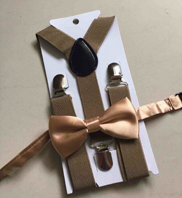 Baby Boys Kids Suspender and Bow Tie Matching Overalls Set Accessories Tuxedo Wedding Suit Party: Camel