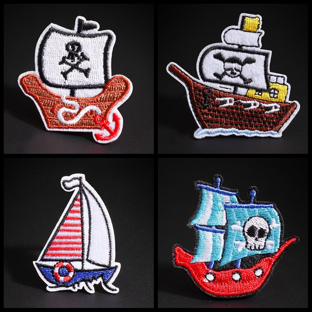 Piratenschip Badges Zeilen Serie Patches Voor Kleding Ijzer Op Anker Geborduurde Applique Badges Diy Kleding Accessoire