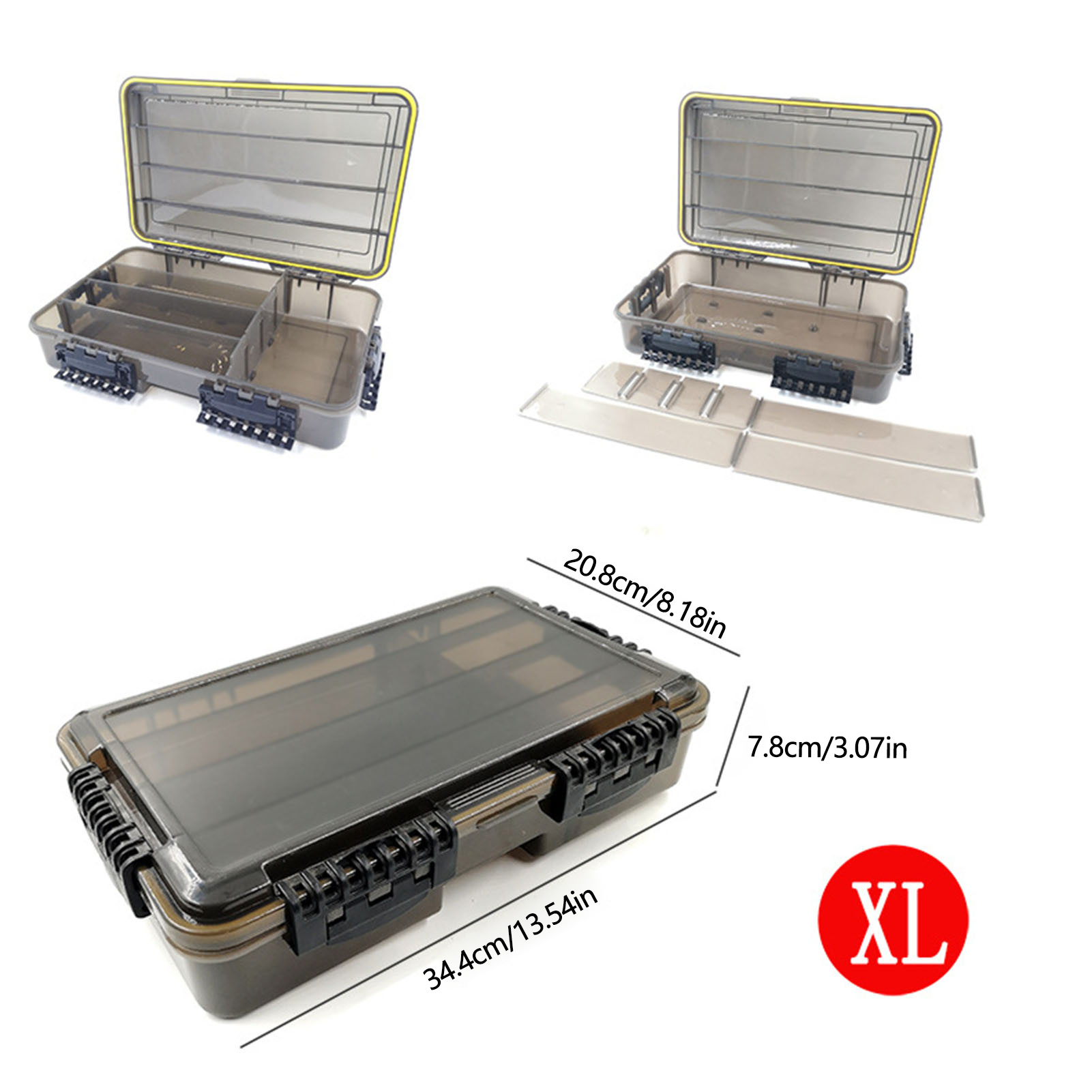 Waterproof Fishing Tackle Box Organizer Removable Dividers Transparent Storage Case For Lures Baits Hooks Anglers Large Capacity: Red