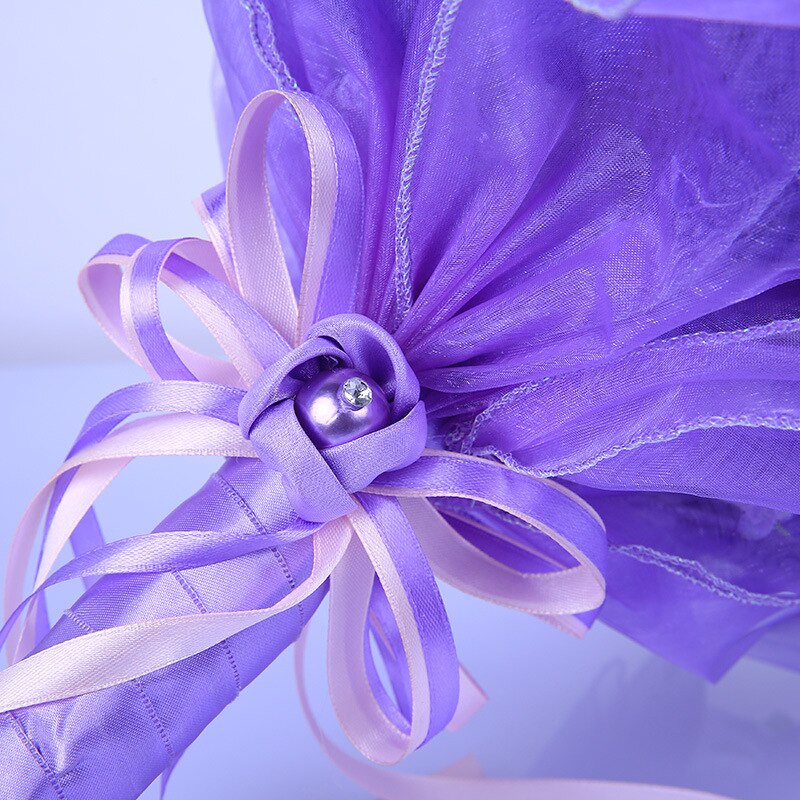 Romantische Bruiloft Boeket Met Lint en Kraal Kunstmatige Rose Bouquet Bridal Bloemen Bruiloft Decoratie boeket de mariage