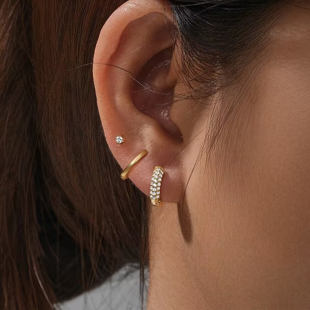 Conjunto de pendientes de aro de círculo redondo para mujer, aretes pequeños de acero inoxidable para Piercing de cartílago, joyería, 3 uds.