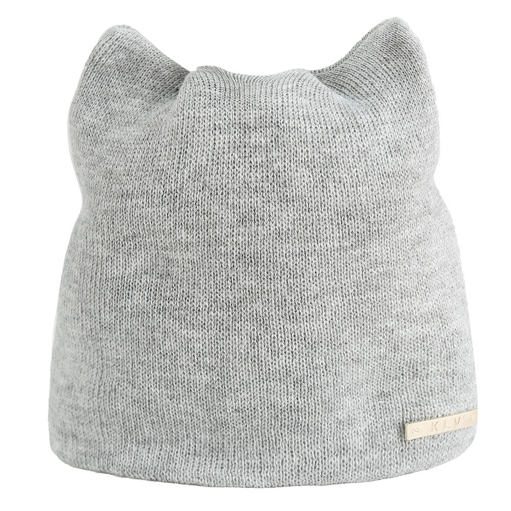 Gorro de otoño e invierno para mujer, gorros cálidos rusos, gorros con orejas de gato, # esw: Gray