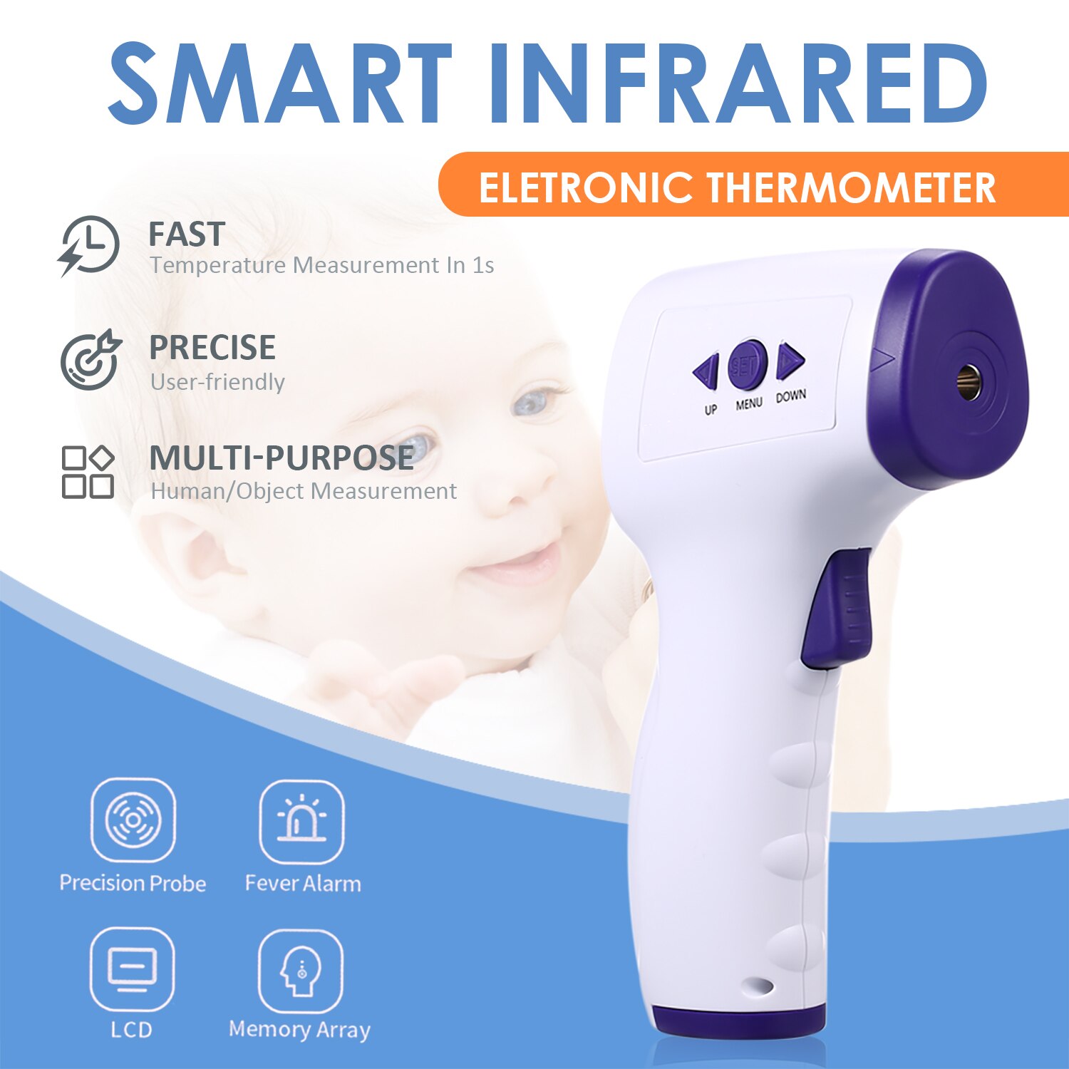 Digitale Thermometer Non-contact Ir Infrarood Sensor Voorhoofd Body/ Object Thermometer Temperatuurmeting Lcd Digitale Display