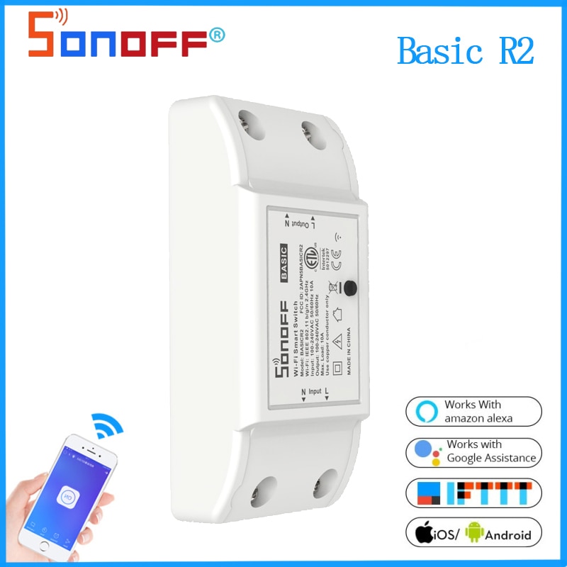 Sonoff basic  r2 smart-schalter mit wlan-funktion, ewelink home diy-modulen, unterstützung für alexa und google home, sprachsteuerung, fernbedienung und zeitschaltuhr
