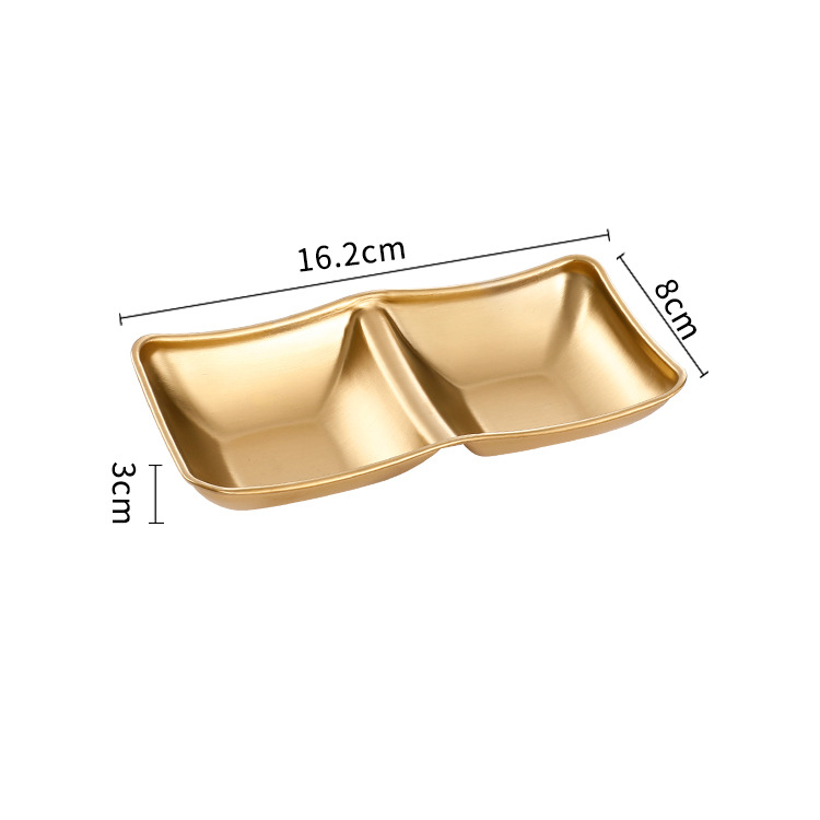 Plato de condimentos de acero inoxidable 304, olla , cuenco para inmersión, salsa de soja, barbacoa, Sushi, plato de vinagre, bandeja para condimentos, vajilla de cocina: Caqui oscuro