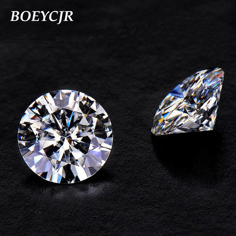 BOEYCJR 1ct D Color Round Brilliant Cut 6.5mm Moissanite Loose Stone VVS1 Excellent Cut 3E Grade Jewelry Making Stone Engagement