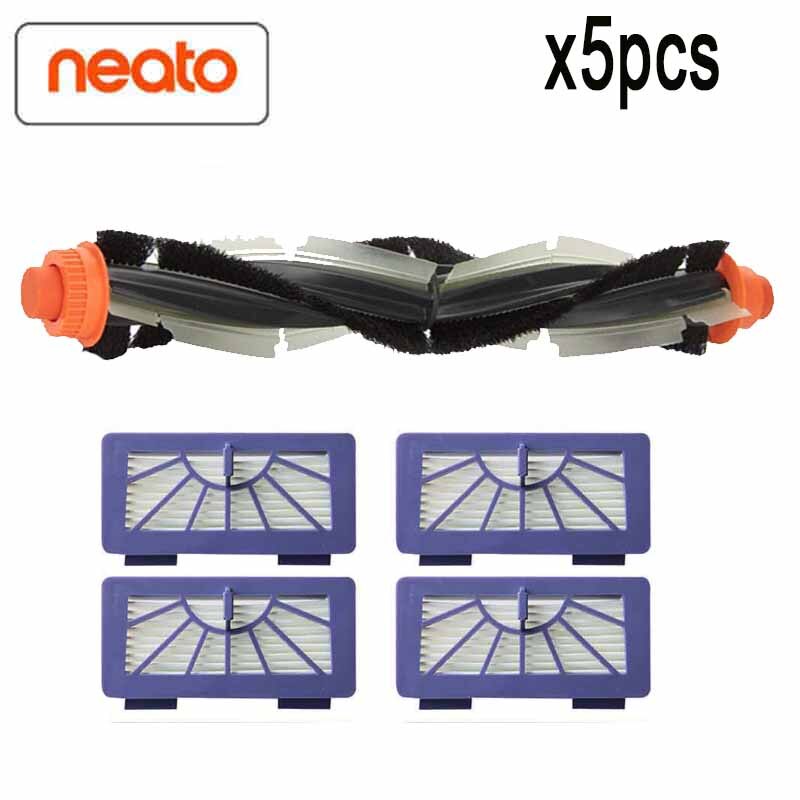 Brosse à rouleau + filtre HEPA pour Neato XV-21 XV Signature Pro XV-11 XV-12 XV-15, brosses à rouleau courbes de remplacement: zh5pcs