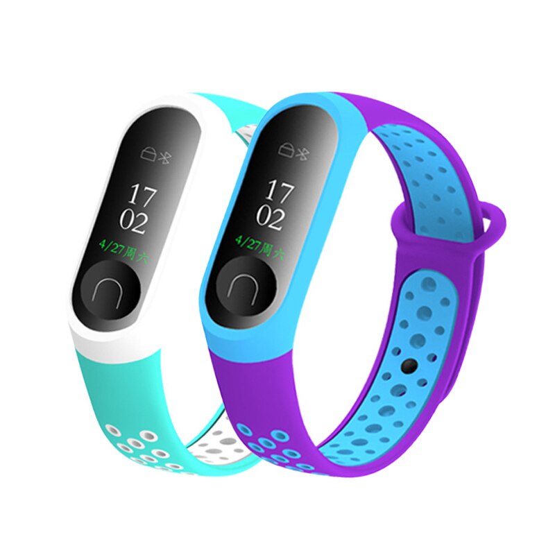 Silicone Smart Sports Bracelet Mesh Double Color Replace strap For Xiami Mi band 3 Waterproof Colorful Watch Band