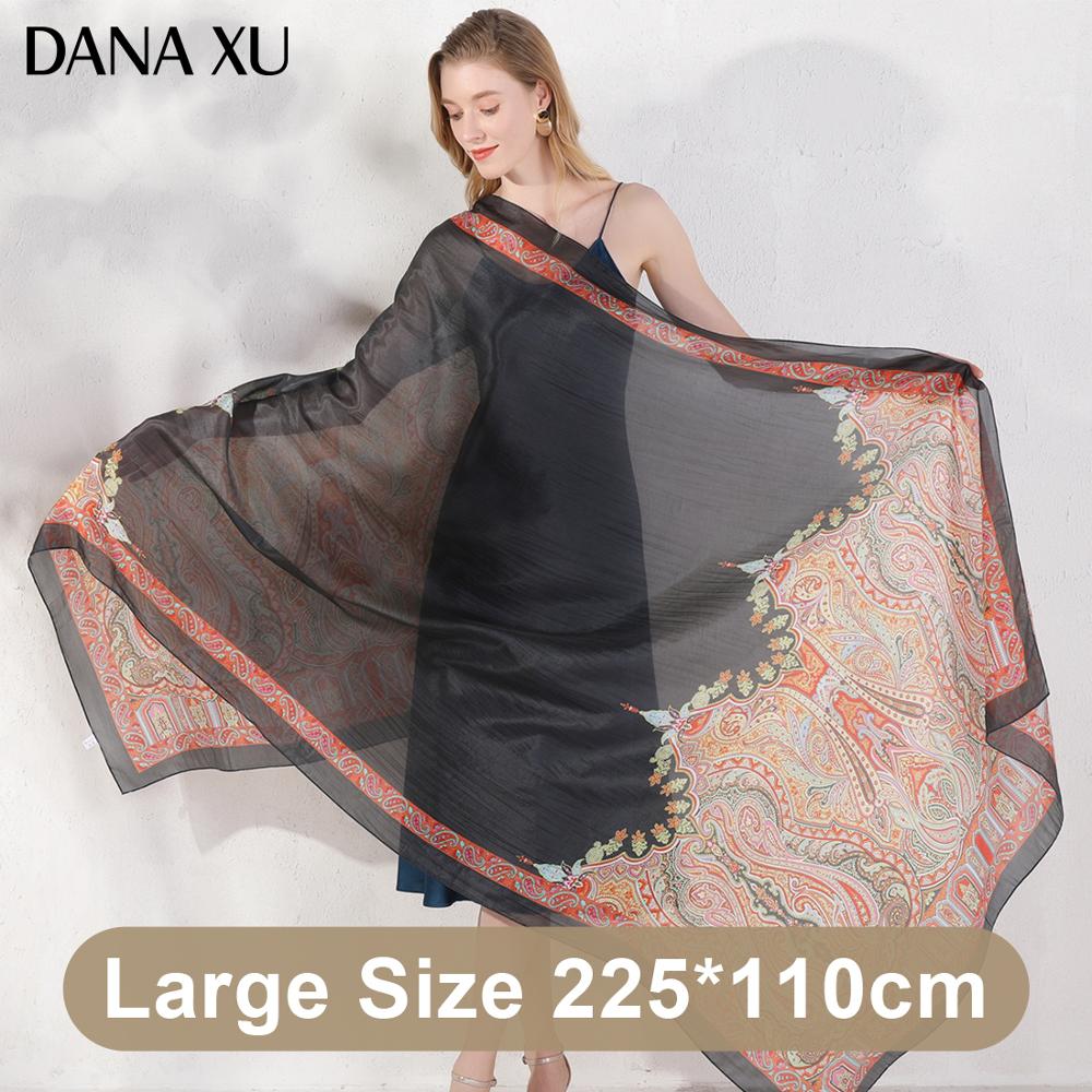soie longue écharpe de luxe femmes plage couverture châle maillots de bain Bandana Hijab visage bouclier Foulard