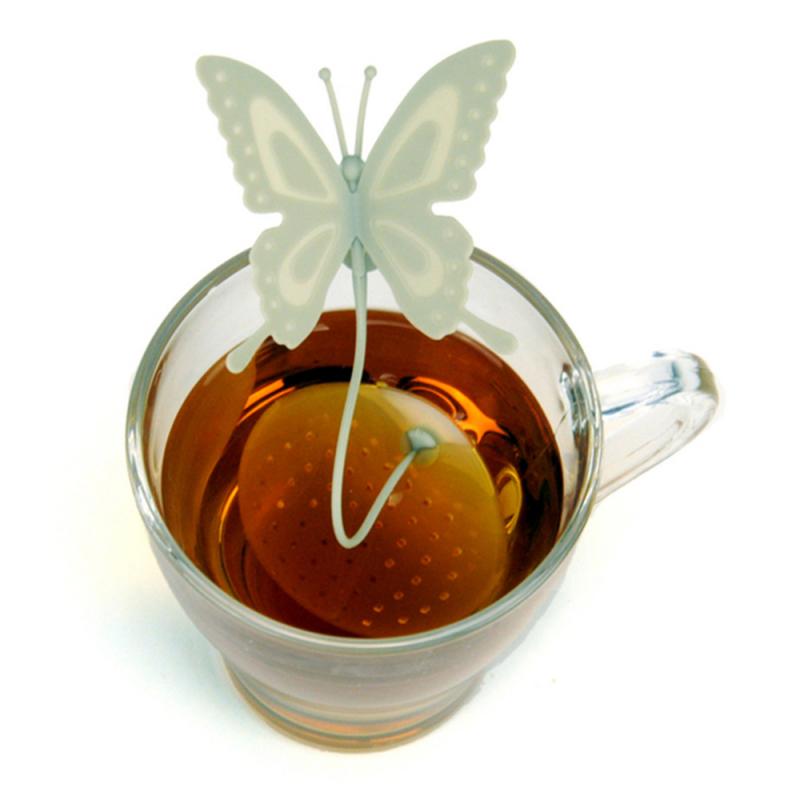 1/3 st fjärilsform tefiltersil kökstillbehör giftfritt återställbart silikon te infuser tepåse slumpmässig färg