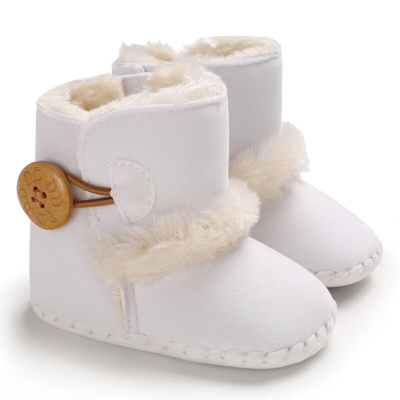 Baby Herfst Winter Laarzen Baby Meisje Jongens Winter Warm Pure Katoen Schoenen Knus Slip 11-13Cm Baby Kid Schoenen 0-18M: White / 11cm