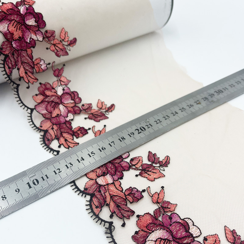 1 jard tiulu haftowane koronkowe wykończenia DIY biustonosz sukienka szycie tkanin wysokiej jakości tiulowa siatka wykończenia tkaniny robić rzemiosła akcesoria bieliźniane: BIAŁY