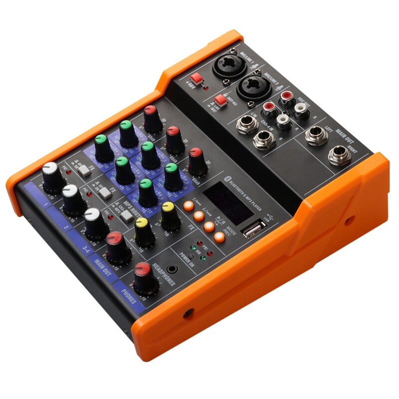 Mélangeur Audio Portable, 4 canaux, Bluetooth, pour Console Dj, pour spectacle à domicile, scène en plein air, église, école