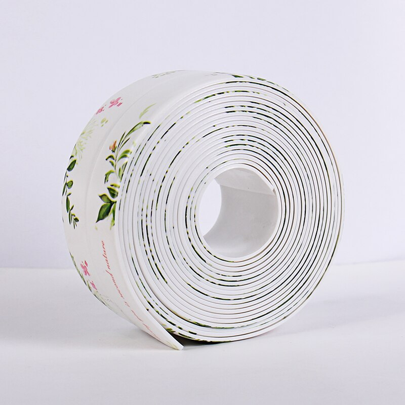 Keuken Muursticker Badkamer Tape Douche Wastafel Bad Afdichting Tape Strip Lijm Waterdichte Tape Wit Pvc Zelfklevende: Flowers / 38mm