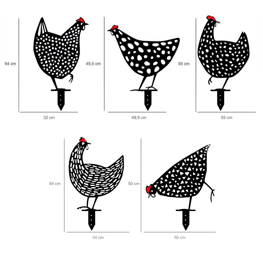 Metal Chicken Yard Art Silhouette Stake For Garden Country Yard Art Rooster Decoration