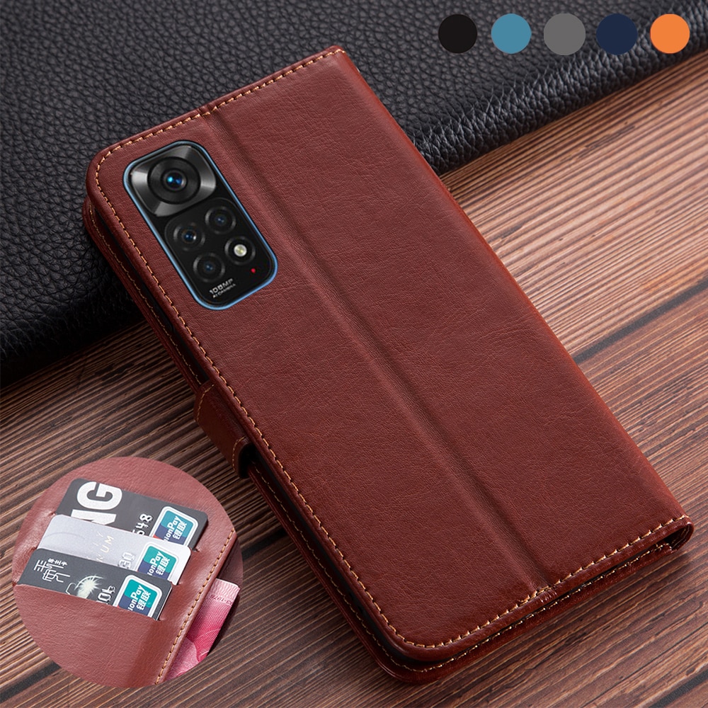 Étui en cuir de luxe pour livre à rabat pour Xiaomi Redmi Note 11 housse Redmi Note 11 étui NFC Xiaomi Redmi Note11 housse capa funda etui