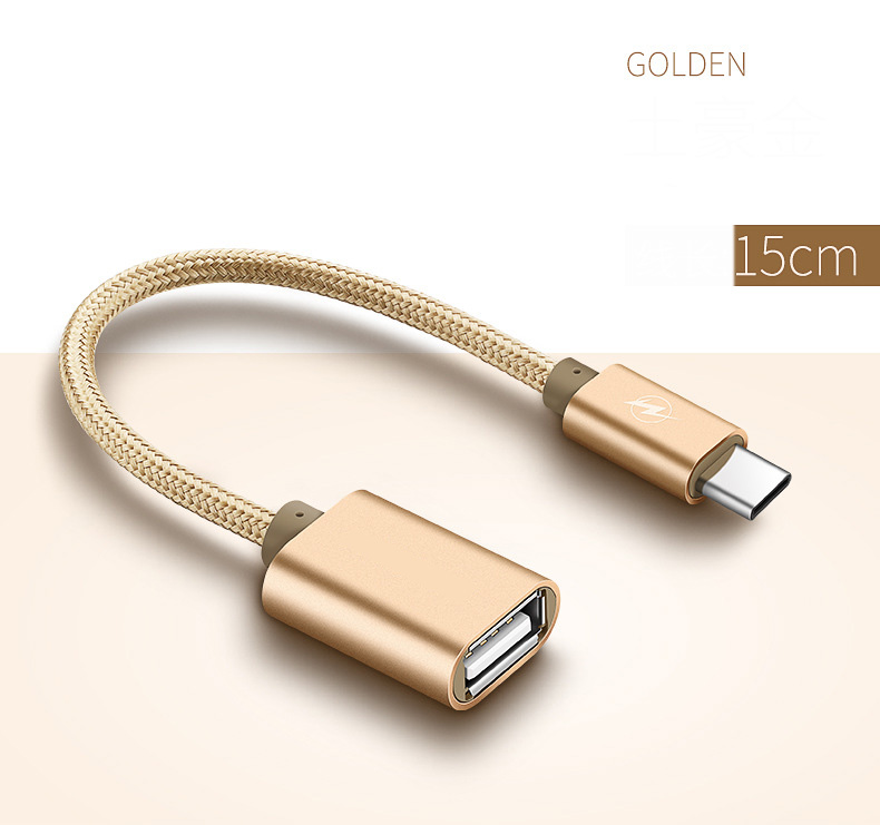 Brand Type C USB 3.1 Male To OTG Type-A Female Adapter Cord for Android LeTV Huawei Oppo Vivo Tablet PC Samsung Smartphone: Gold