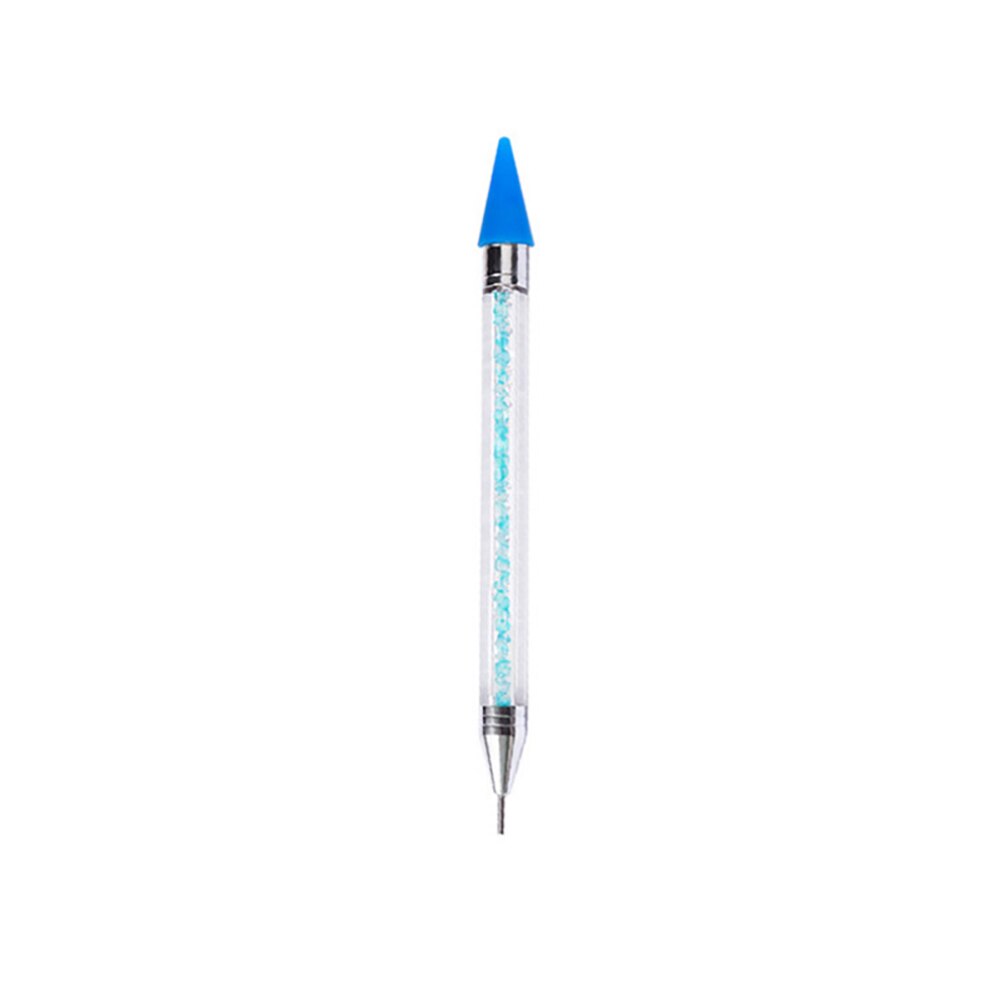 Double Head Nail Pen Kristal Kralen Handvat Strass Oorbellen Pick Krijt Manicure Nail Tool Diamant Schilderij Accessoires: blue