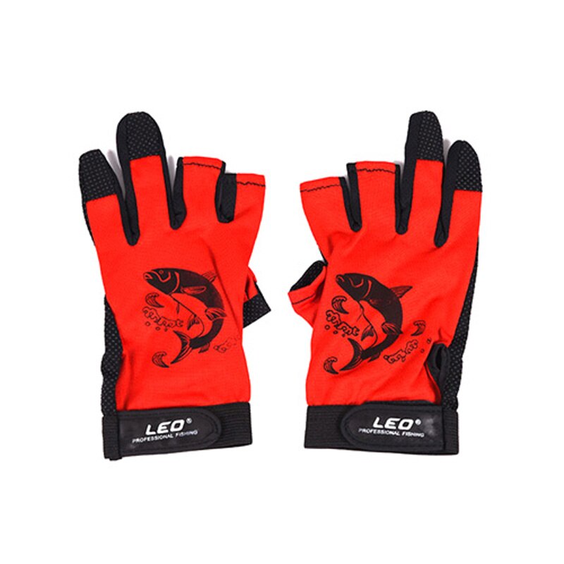Luvas de pesca 3 dedos luvas de corte luvas sem dedos respirável ao ar livre proteção fundição pesca vestuário ferramentas ao ar livre engrenagem: Red