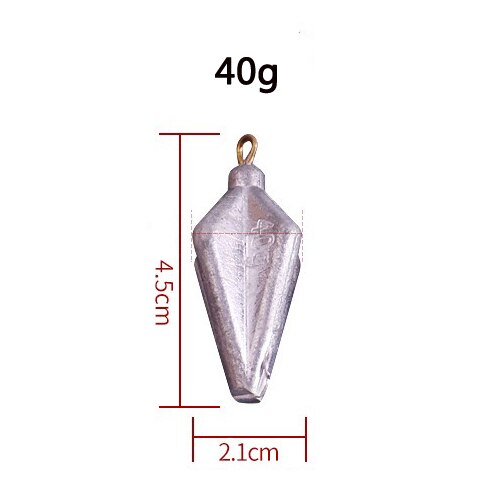 De plomo de 40g, 50g, 60g, 80g, 100g, 120g, 150g, plomo de cuatro esquinas, peso de plomo, tiro dividido en línea, aparejos de pesca, accesorios de gancho 1 pieza: 40g