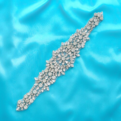 Strass Appliques cintura da sposa con perle fai-da-te cintura da sposa in cristallo dorato per accessori da sposa F140: sliver