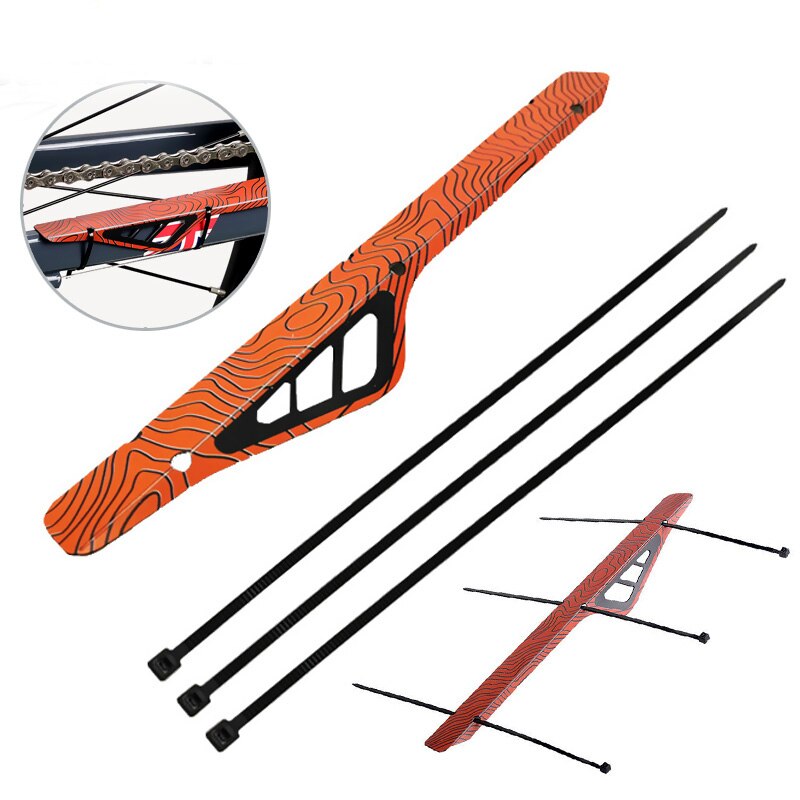 1pcs Plastic Bike Chain Guard Cycling Chain Protector Care Frame Guard Cover Rear Fork Chainstay Protector with 3 Mount Strap