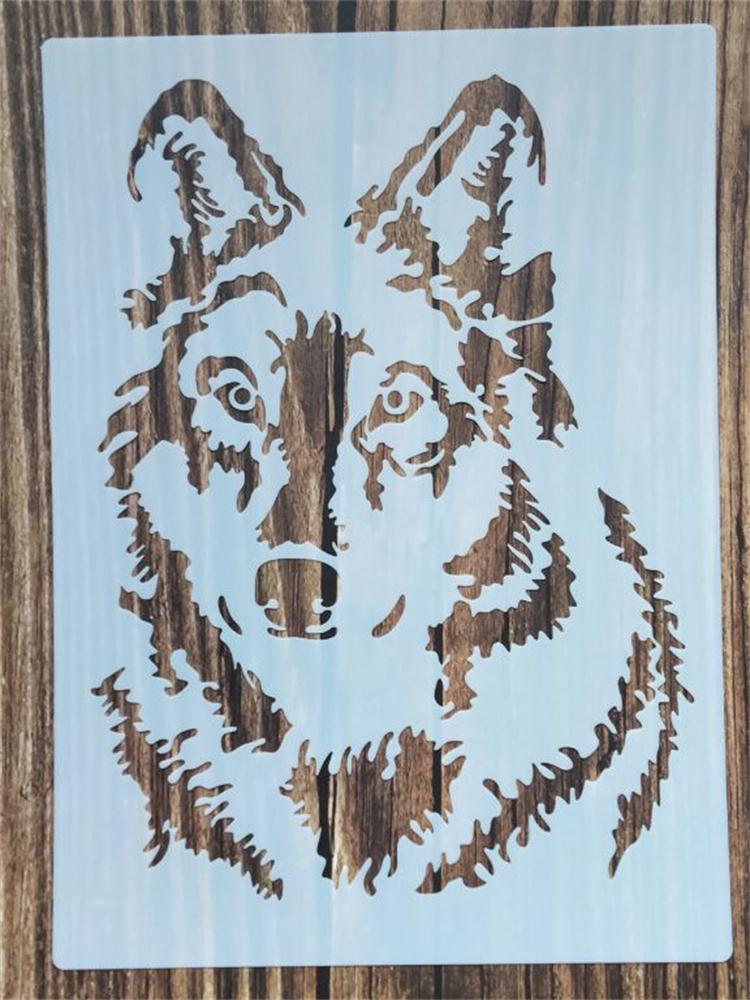 Pochoir loup pour meubles, 21x29Cm, 1 pièce, peinture murale, décoration, superposition plastique, bricolage, coloration, gaufrage, scrapbooking: h3