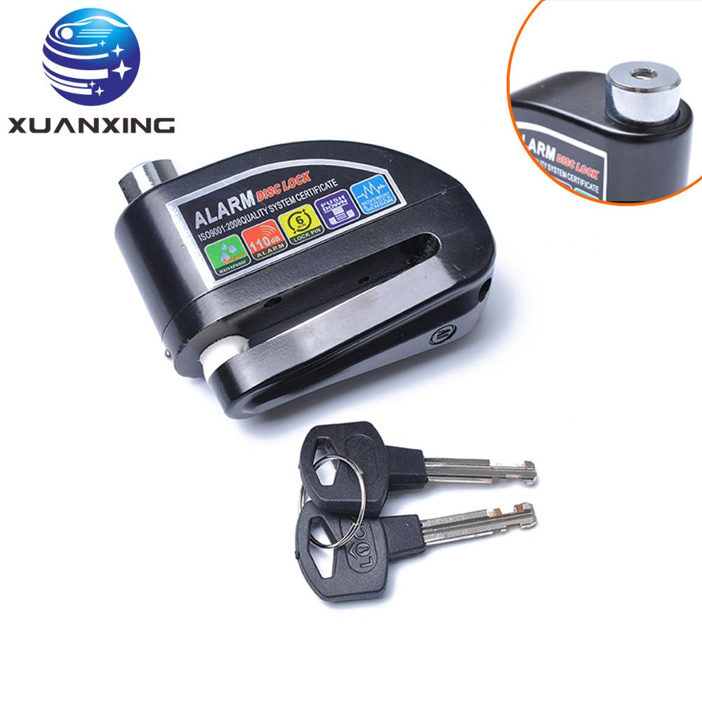Motorcycle Anti-theft Lock Bicycle Steel Lock Super Class B Aluminum Lock Bicycle Disc Brake Lock High Decibel Alarm Waterproof: Black