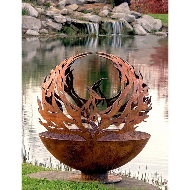 Outdoor Heating Prop Phoenix Rising Fire Sphere Outdoor Wood Burning, Phoenix Fire Pit, Outdoor Patio Fire Pit