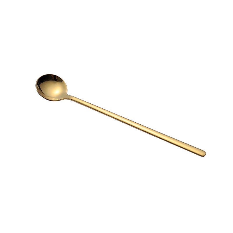 Long Handle Stainless Steel Dinnerware Spoon Tea Spoon Dessert Coffee Ice Cream Spoons Kitchen Accessories Bar Tools: Gold