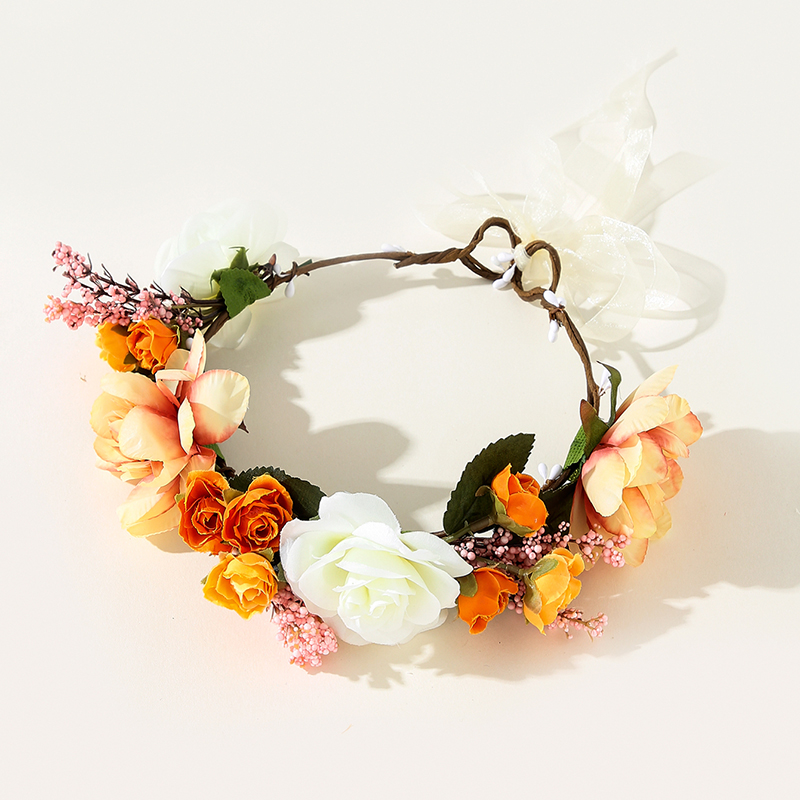 Corona pequeña de flores de girasol para niña, diadema para niña, accesorios para el cabello, tocado para mujer, guirnalda Floral, tocado nupcial: 9