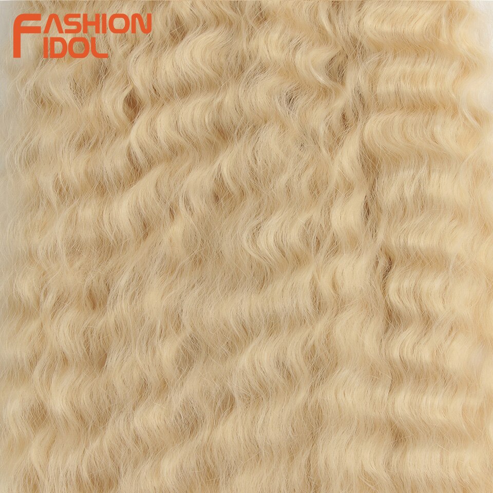 MODA ÍDOLO Onda Solta Feixes de Cabelo Encaracolado 4 Pçs/lote 26 Polegada Feixes de Cabelo Tecer Ombre 613 Branco Suave Sintético da Extensão Do Cabelo Longo