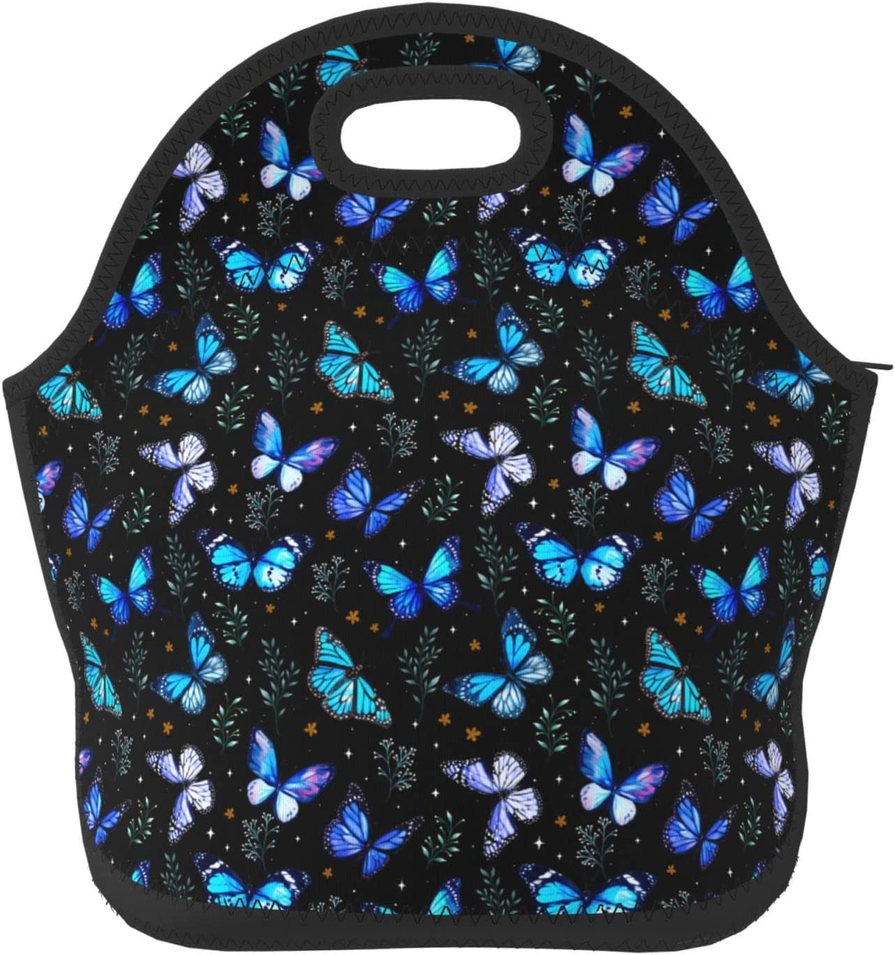 butterflies lunch bag women Portable Insulated lunch box for men girls boys Neoprene Cooler Tote Lunch Bags: Beige