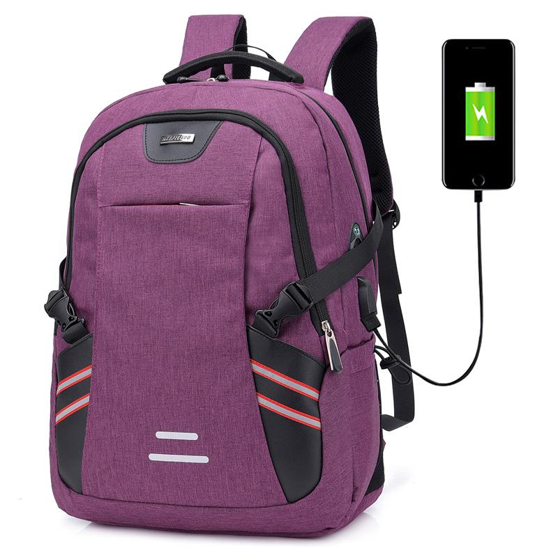 Mode schooltassen tiener schoolbag15.6 inch laptop tiener jongens usb lading rugzak reizen rugzak kinderen schoudertas rugzak: Purple