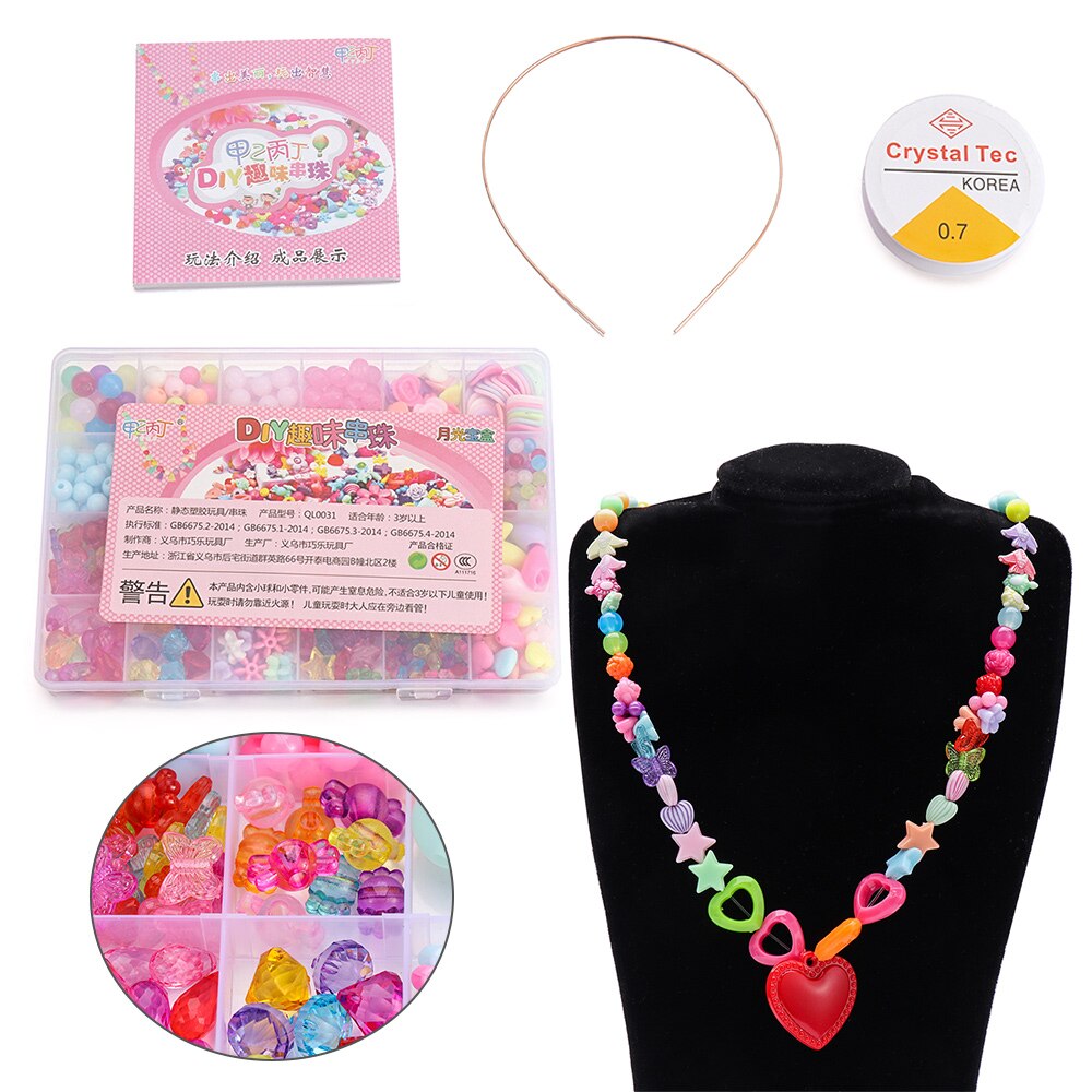 Børn gør det selv perler legetøj armbånd håndlavet gør det selv halskæde kunst håndværk piger prinsesse smykker håndværk sæt æske børn fødselsdag