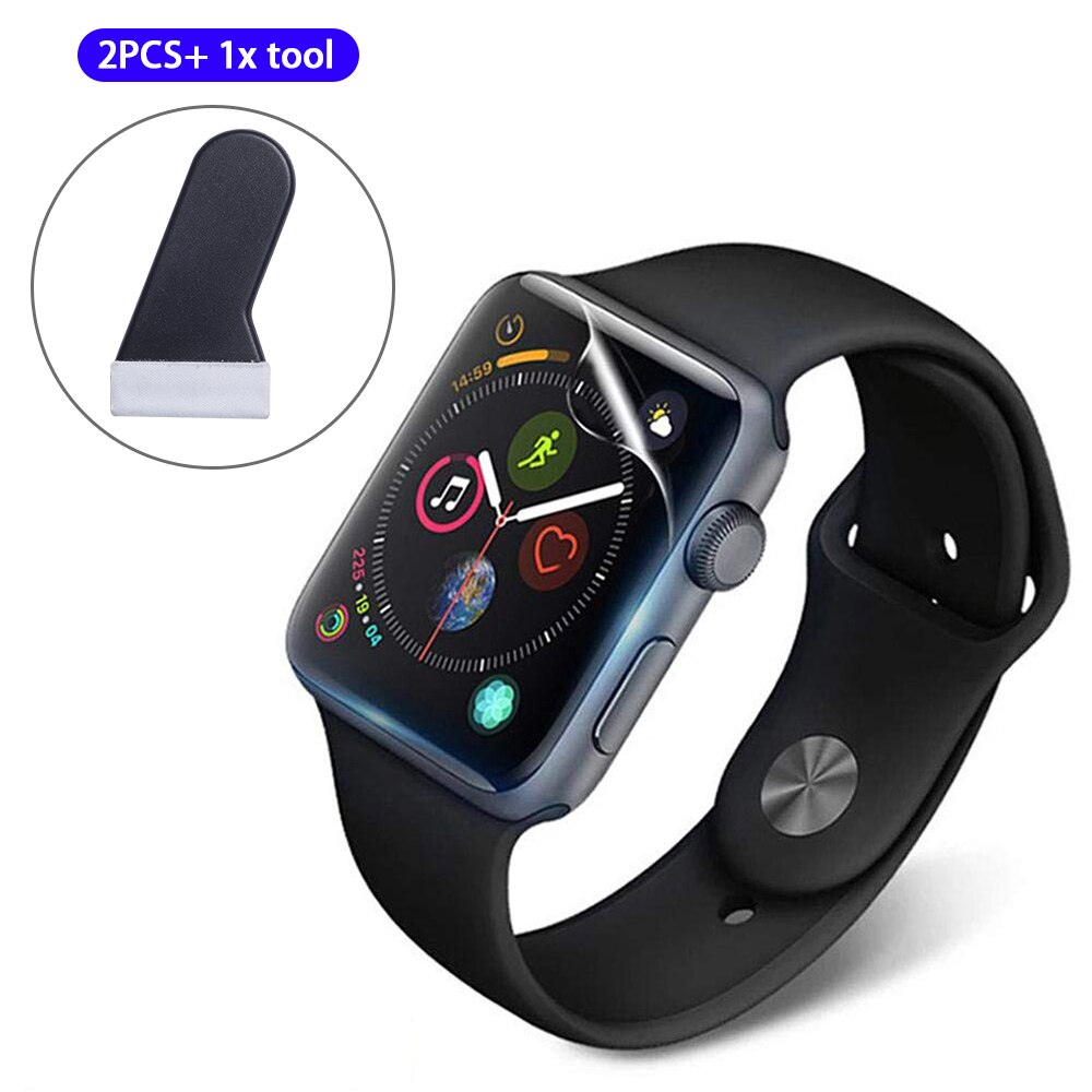 Vandtæt skærmbeskytter til apple watch  se 6 5 4 3 38mm 40mm 44mm 42mm ikke hærdet glas blød film til iwatch 1 2 etui: 2 stk og 1 værktøj / 40mm til 4 5 6 se