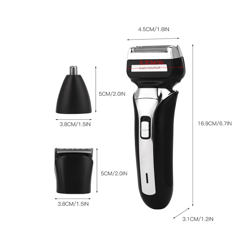 3 in 1 Electric Shaver Cordless Beard Trimmer Rechargeable Nose Hair Trimmer Men Sideburns Shaving Razor Face Care Grooming Set