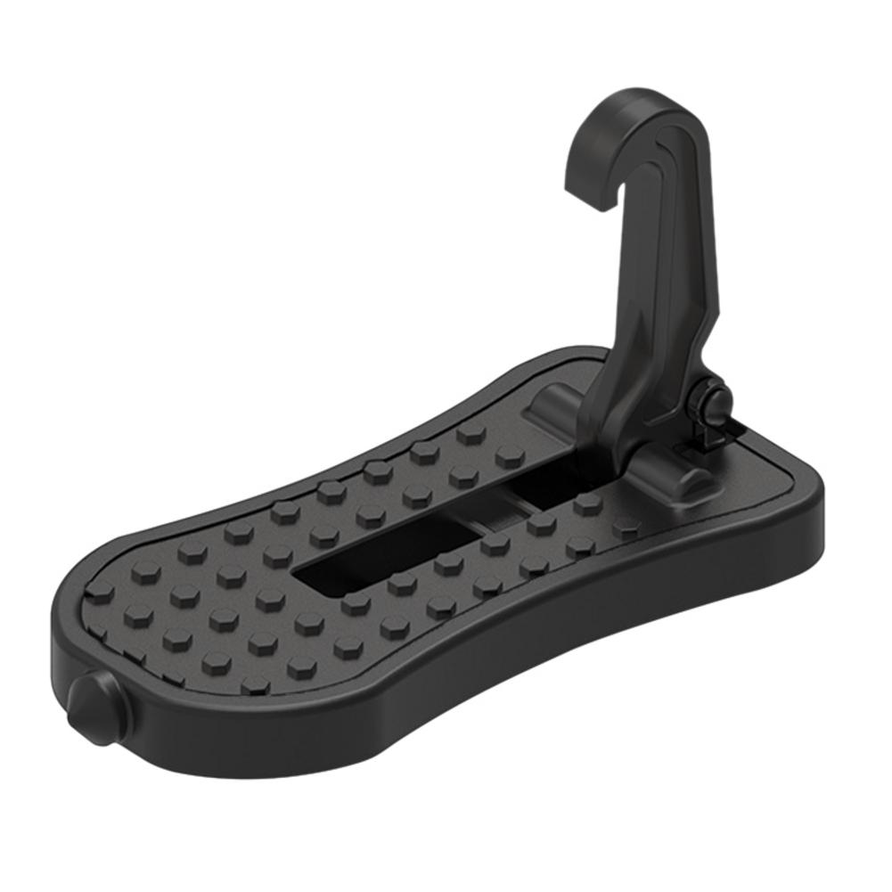 Universal Foldable Car Door Step Aluminium Alloy Folding Foot Pedal Auto Rooftop Auxiliary Hook Pedal Doorstep Safety Hammer: Black