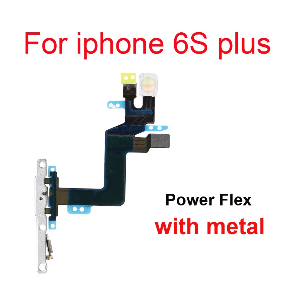 1 stk power flex med metalholder til iphone 5 5s 6 6s 7 8 plus mute switch strømstyrkeknap flex kabel: For 6s plus strøm