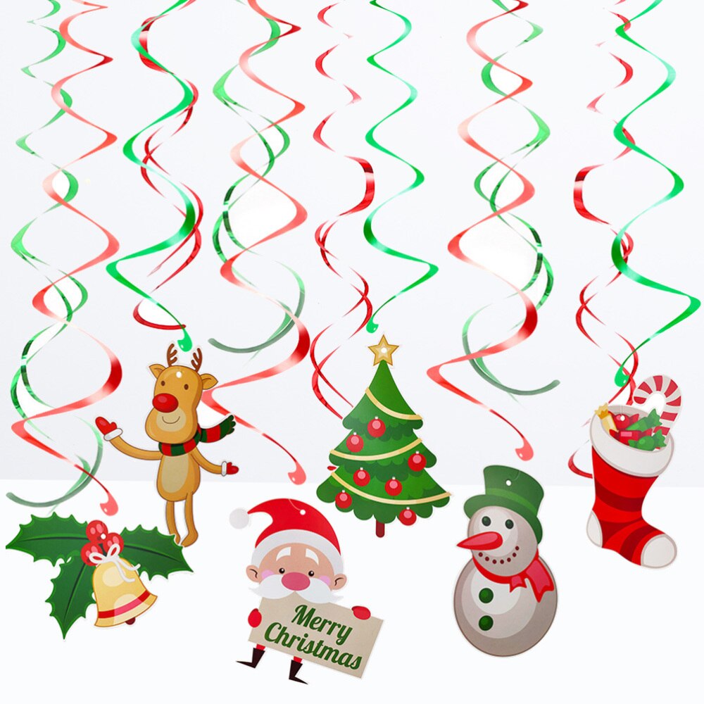 1Set Festive Christmas Hanging Spiral Decorative Paper Swirl Set Party Supplies