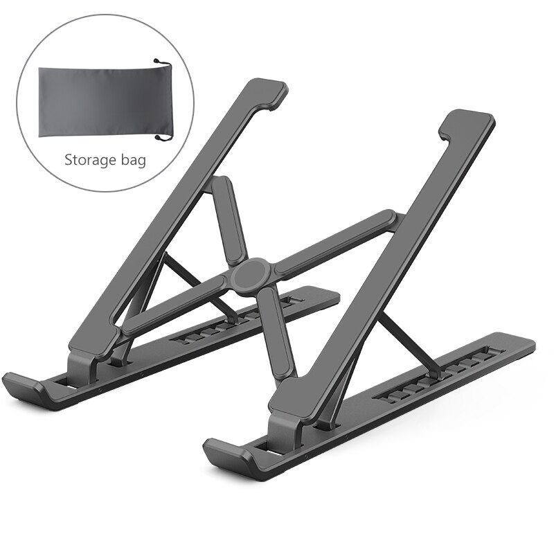 Portable 11-17inch Laptop Stand Foldable Notebook Support For Macbook pro Lapdesk Aluminum Computer Stand Cooling Pad: Dark Gray